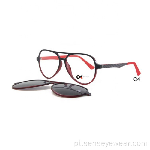 Men Ultem Optical Frame Magnetic Clip em óculos de sol